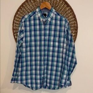 Tailorbyrd Men's Blue and white Plaid Shirt size large